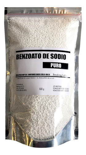 Benzoato De Sodio X 500 Gr. Grado Alimenticio Puro 100%