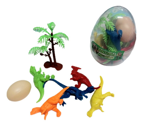 Huevo De Dinosaurio Con 5 Mini Dinos Palmera