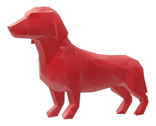 Salsicha Cachorro Geométrico Decoração 3d 10 Cm - Vermelho