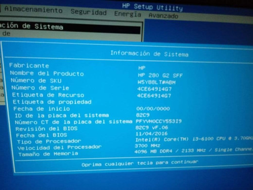 Hp 280 G2 Sff Core I3 6100, 4gb Ram, 1 Tb Hdd (Usado)