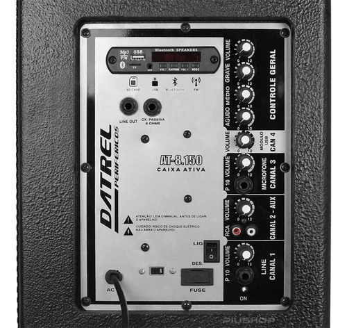 Caixa De Som Ativa Datrel Falante 8 150w Usb Bluetooth