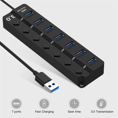 I Usb 3.0 Hub Splitter 7 Puertos Con Interruptores De