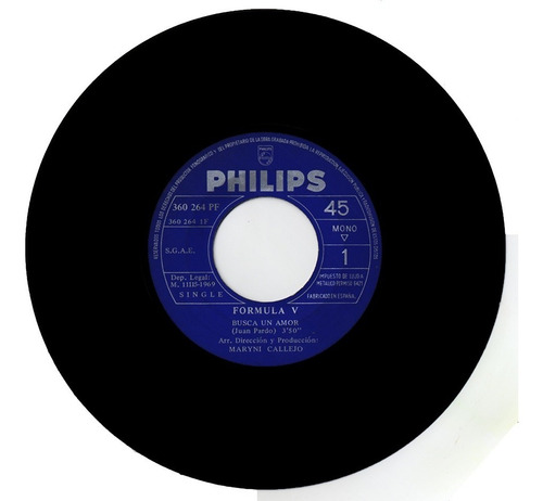 Formula V Busca Un Amor 1969 Vinilo Simple 45 Beatg Español (Usado)