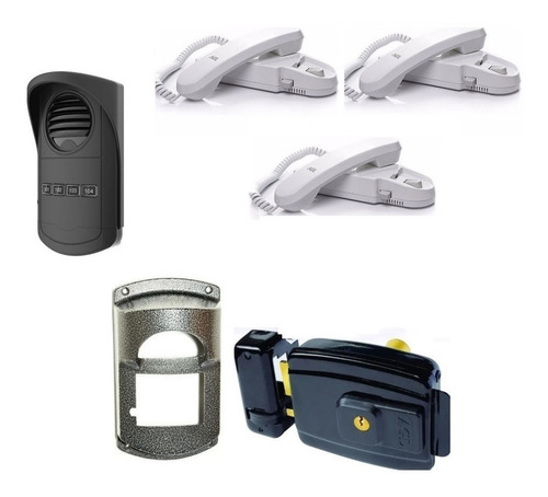 Porteiro 4 Casas Agl C 3 Interfones +fechadura Protetor
