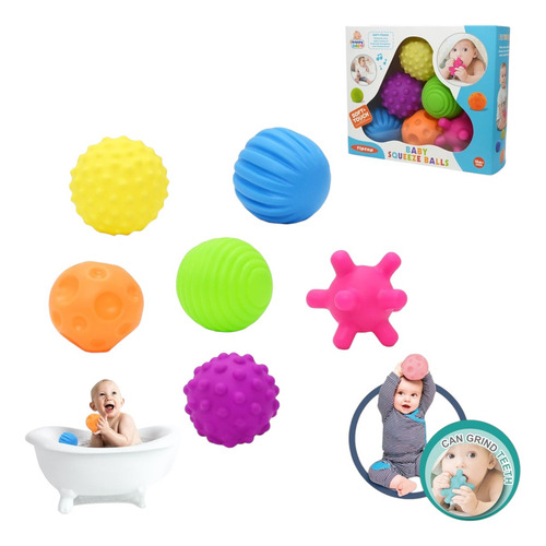 Soft Balls 6 Pelotas Sensoriales De Silicona Para Bebes