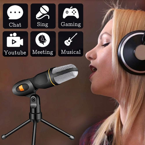 Micrófono Condensador Con Divisor De Audio Y Tripie Antislip