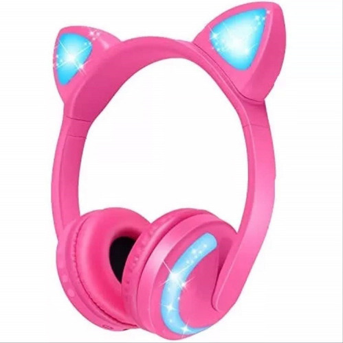 Fone De Ouvido Orelha Gato Led 7 Cor Bluetooth Headset Exbom