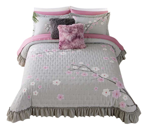Colcha Neo Cherry Gris Matrimonial Concord