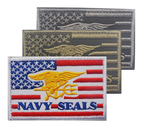 Parches Navy Seal Militares Tactico C/abrojo Bordados  U S A