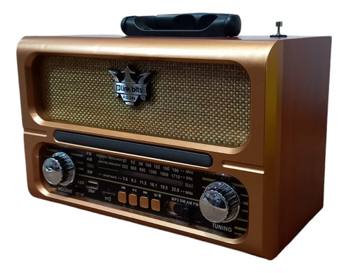 Bocina Retro Con Radio Am/fm Bluetooth Link Bits, Rd-246 Color Marrón