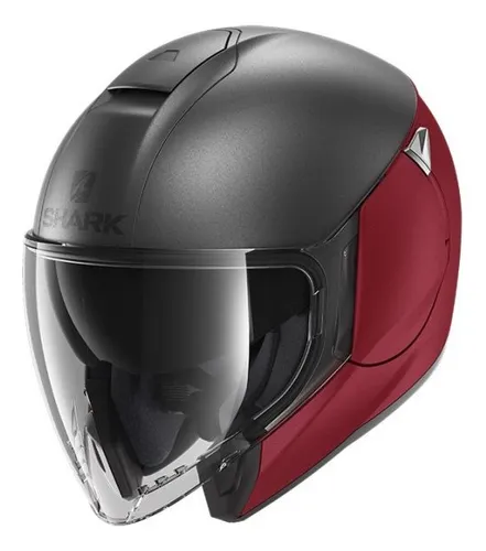 Casco Jet Para Moto Shark Citycruiser Dual Rojo/ Gris