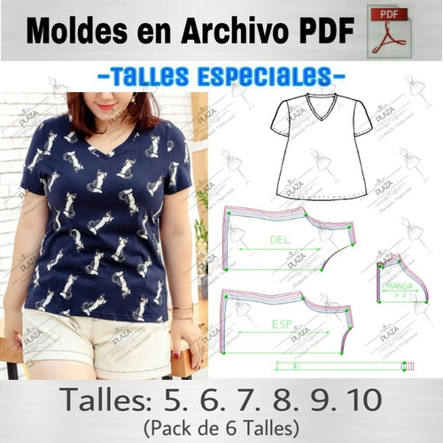 Moldes Patrones Imprimibles Remera Talle Especial 5 Al 10