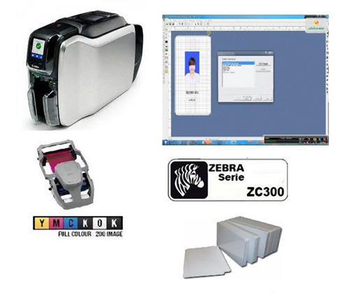 Combo Impresora De Carnet Zebra Zc300 Doble Cara 