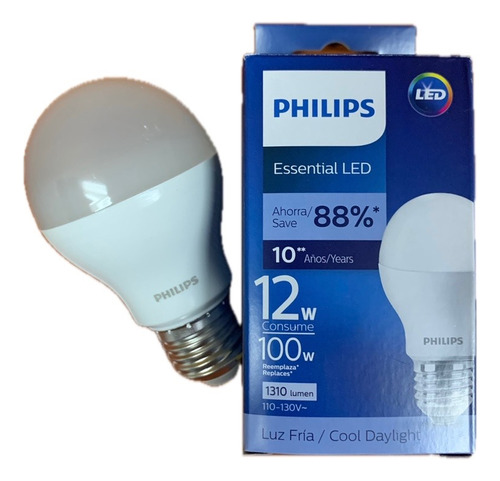 Bombillo Led Philips 12w Bulbo Luz Blanca Rosca E27