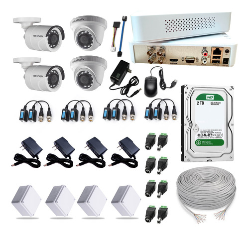 Cctv Hikvision Kit Dvr 4 Ch + 4 Camaras Seguridad+ D.d 2tb