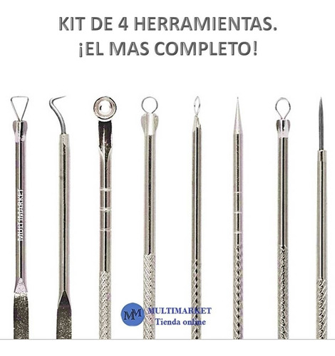Kit X4 Removedor Extractor De Puntos Negros Espinillas Acne