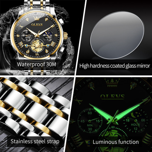 Reloj De Cuarzo Olevs Luminous Business Con Cronógrafo