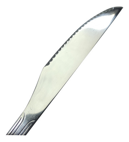 Jogo Faca De Mesa Inox 6 Pçs Cozinha Churrasco Buffet Full Cor Prateado
