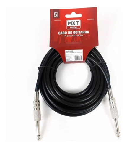 Cabo Mxt P10 X P10 5m Para Guitarra, Violão, Baixo E Teclado