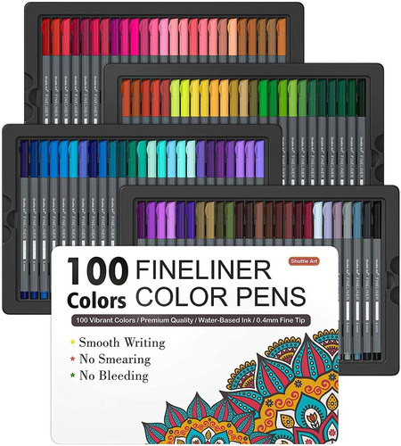 100 Marcadores Color Shuttle Art Fineliner 0.4mm Punta Fina