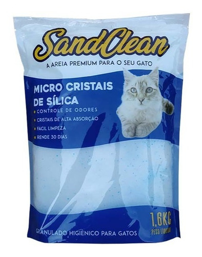 Areia Para Gatos Sílica Sand Clean Micro Cristais 1,6 Kg