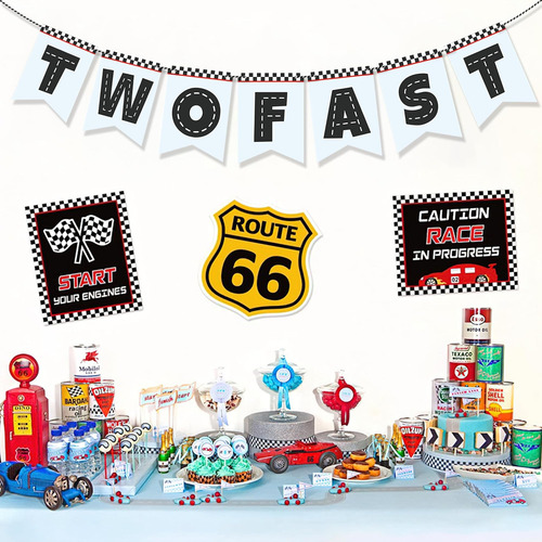 Banner De Fexichuji Two Fast Birthday, Fiesta Temática De Ca