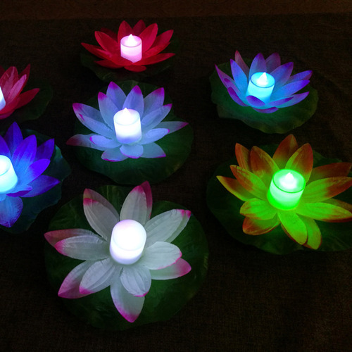 (paquete) Lámparas Flotantes De Flores De Loto En El Agua, P