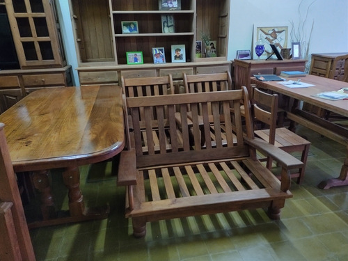 Algarrobo Juego De Living 3 Cuerpos Con 10 Almohadones