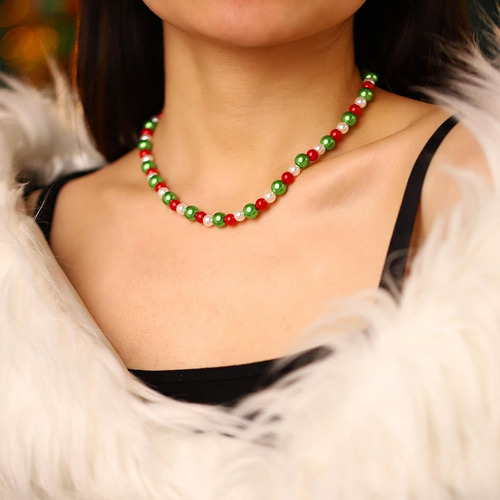 Yalice Collar De Perlas De Navidad, Gargantilla Colorida De