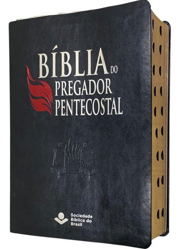 Bíblia Do Pregador Pentecostal Letra Extragigante Preta Luxo Com Índice Lateral