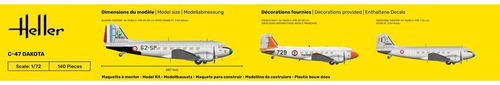 Kit Para Montar Heller C-47 Dakota 1/72 140 Peças 30372