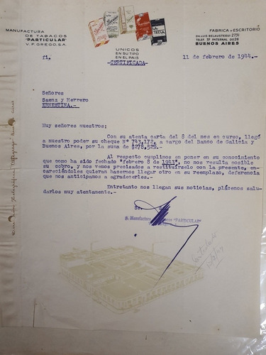 Cigarrillos Particulares Antigua Nota De 1944 (Usado)