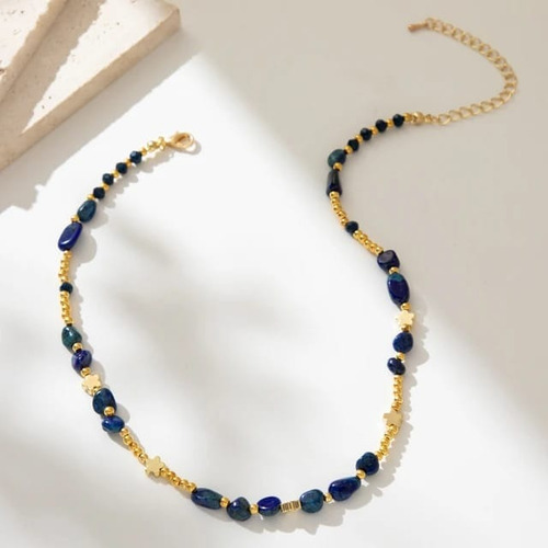 Collar De Cadena De Cuentas Chapado En Oro