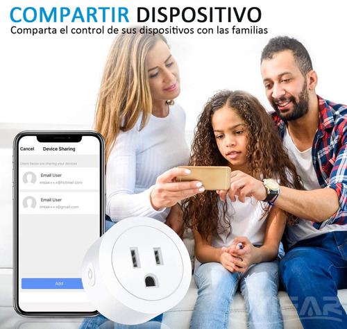 Imagen 6 de 10 de Hyiear Enchufe Inteligente Con Wifi Para Alexa,google Home