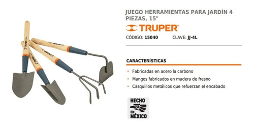 Set Jardinería Pala Jardín 4 Herramientas Truper