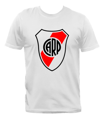 Remera Blanca River Plate Escudo 100% Algodón