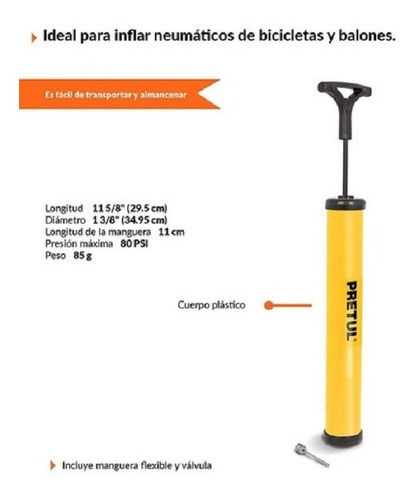Imagen 5 de 5 de Bomba Manual Compacta Ligera Para Inflar Balones