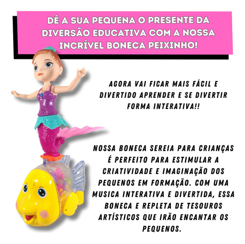 Sereia Boneca Nemo Com Sons Divertidos E Led - Bate E Volta