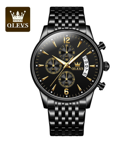 Olevs Relojes De Cuarzo Impermeables Para Hombre Color De La Correa Negro