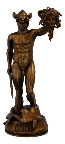 Estátua Perseu Semi Deus Herói Grego - Firenze Cor Cor Cobre Antigo