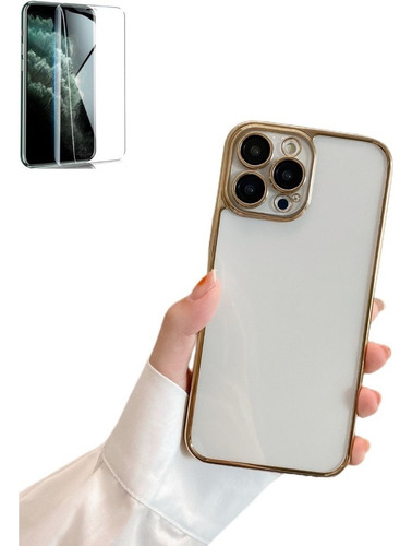 Funda Transparente De Pc Con Película De Lente For iPhone