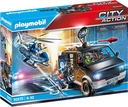 Playmobil Helicóptero Pursuit With Runaway Van Pmb