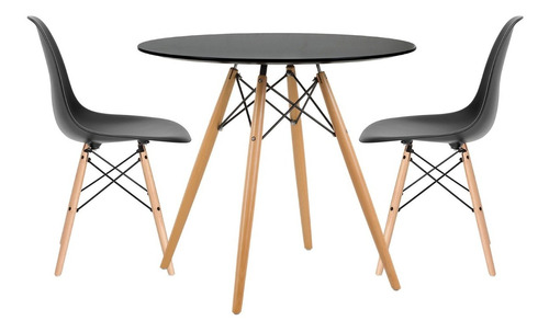 Juego De Comedor Eames Mesa Redonda + 2 Sillas Multimuebles