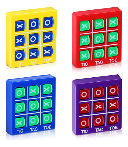 4 Piezas De Viaje Tic Tac Toe 2 X 2 X 0,4 Pulgadas Mini Jueg