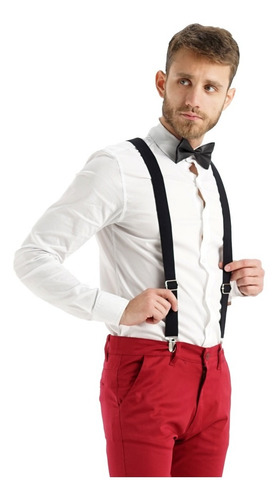 Imagen 1 de 7 de Camisa Entallada Con Moño Y Tiradores Vestir Trajes Import