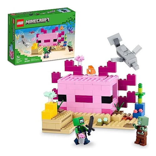 Lego Minecraft The Axolotl House 21247 Set De Juguetes De Co