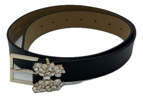 Cinturón Para Mujer Kate Spade Ks2100260c De Genuine Leather Negro Con Hebilla Color Dorada Y Diseño De La Hebilla Moño Con Piedritas Sintéticas Talle Grande