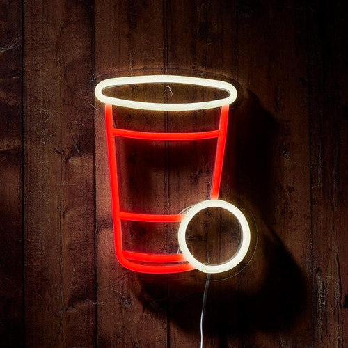 Lights4fun, Inc. 9.5 Neon Beer Pong Red Solo Cup Led Letrero