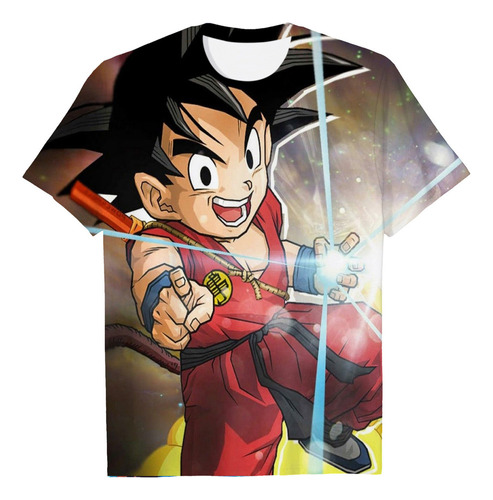 Camiseta De Manga Corta Con Estampado 3d De Dragon Ball De