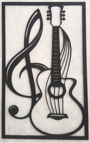 Placa Decorativa Música Clave De Sol Quadro Violão Musica